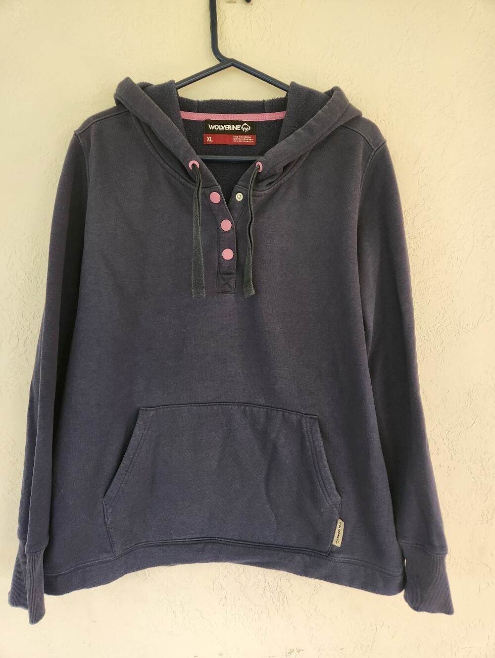 Wolverine Navy Pullover Hoodie with Pink Accents